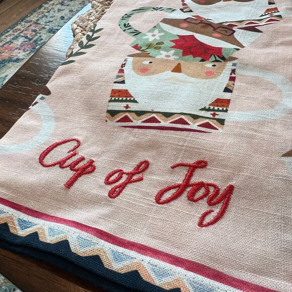 Anthropologie Fotini Tikkou Santa Mrs Claus Mugs Dish Towel Christmas Cup of Joy - Picture 4 of 7